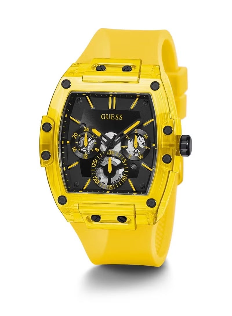 GUESS Phoenix Men’s Analog Quartz Yellow Silicone Band Watch GW0203G6 - 43mm - Image 1
